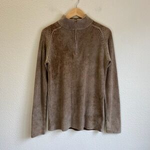 Be Ethic Quarter Zip Sweater Mens XL Brown Excellent Ribbed Chenille Y2K
